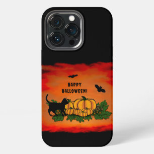 Happy Halloween , Black Cat , Bat and Pumpkin iPhone 13 Pro Case