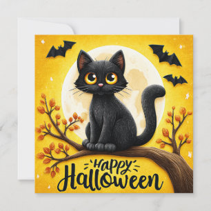 Happy Halloween Black Cat Card