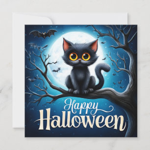 Happy Halloween Black Cat Card