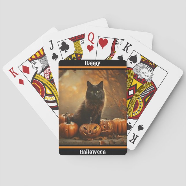 Happy Halloween Black Cat Collection Playing Cards (Back)