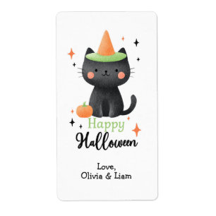Happy Halloween Black Cat Custom Shipping Labels