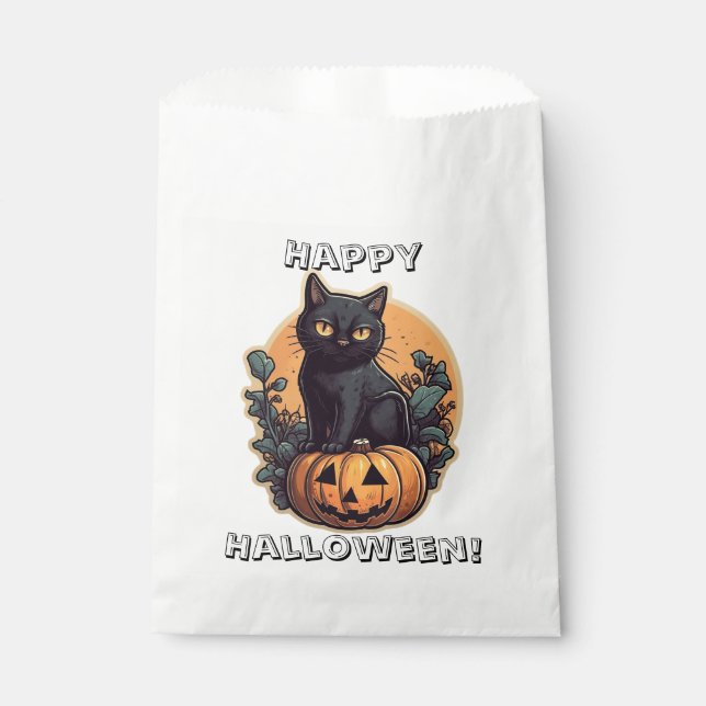 Happy Halloween Black Cat Favour Bag (Front)