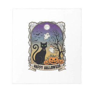 Happy Halloween Black Cat Ghosts Pumpkins_1 Notepad