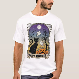 Happy Halloween Black Cat Ghosts Pumpkins_1 T-Shirt
