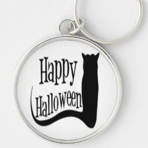 "HAPPY HALLOWEEN" BLACK CAT KEYCHAIN