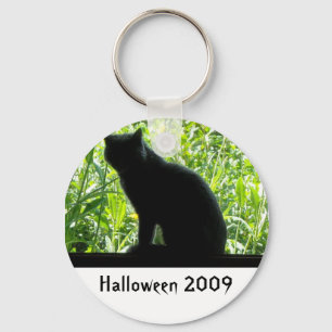 Happy Halloween Black Cat Keychain