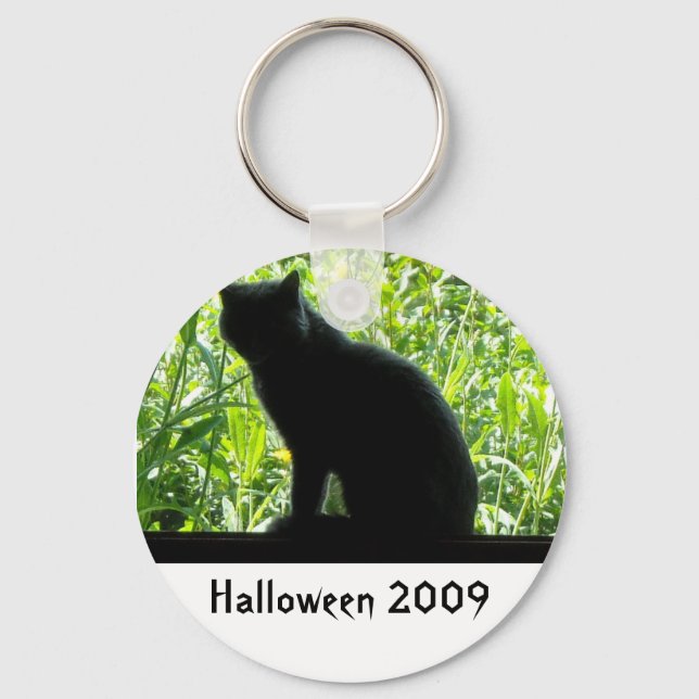 Happy Halloween Black Cat Keychain (Front)