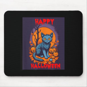 Happy Halloween Black Cat Mouse Pad