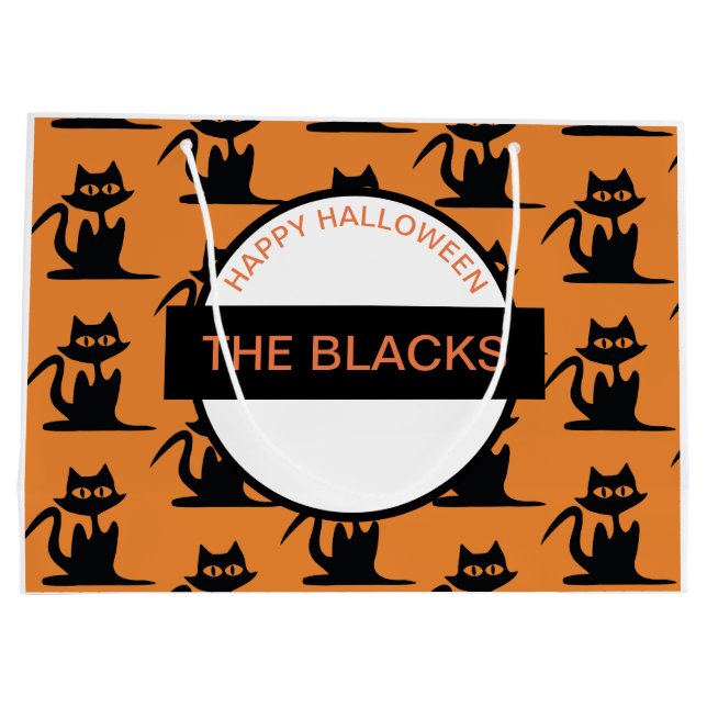 HAPPY HALLOWEEN BLACK CAT PERSONALIZABLE Gift Bag (Back)