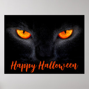 Happy Halloween Black Cat Poster