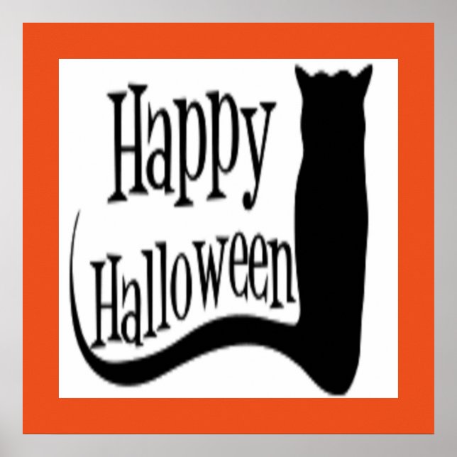 "HAPPY HALLOWEEN" BLACK CAT POSTER (Front)