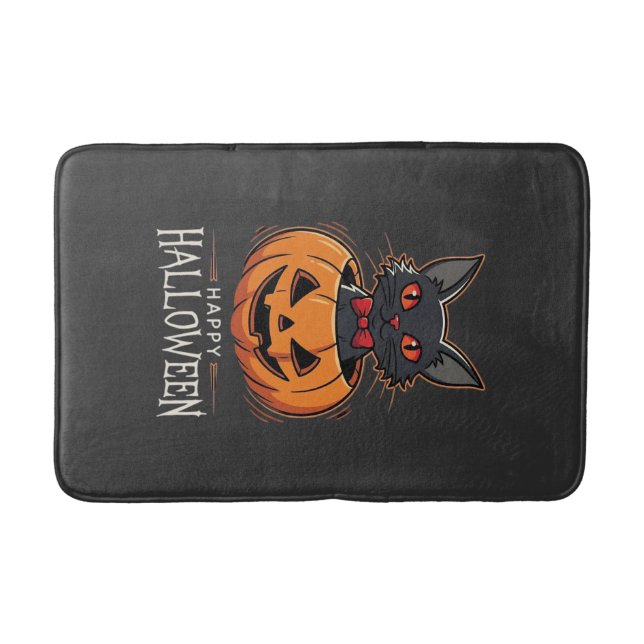 Happy Halloween Black Cat Pumpkin Design_1 Bath Mat (Front)