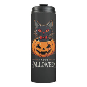 Happy Halloween Black Cat Pumpkin Design_1 Thermal Tumbler