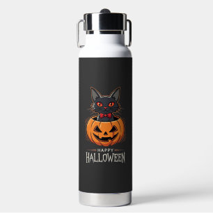 Happy Halloween Black Cat Pumpkin Design_1 Water Bottle