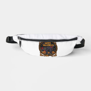 Happy Halloween Black Cat Pumpkins Bones_1 Fanny Pack