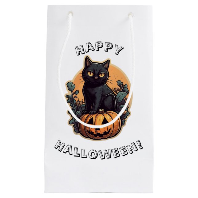 Happy Halloween Black Cat  Small Gift Bag (Front)