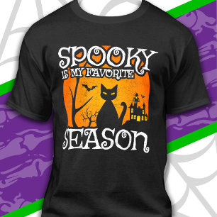 Happy Halloween Black Cat Spooky Season Funny Hall T-Shirt