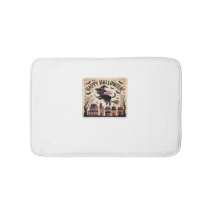 Happy Halloween Black Cat Witch Classic T-Shirt Bath Mat