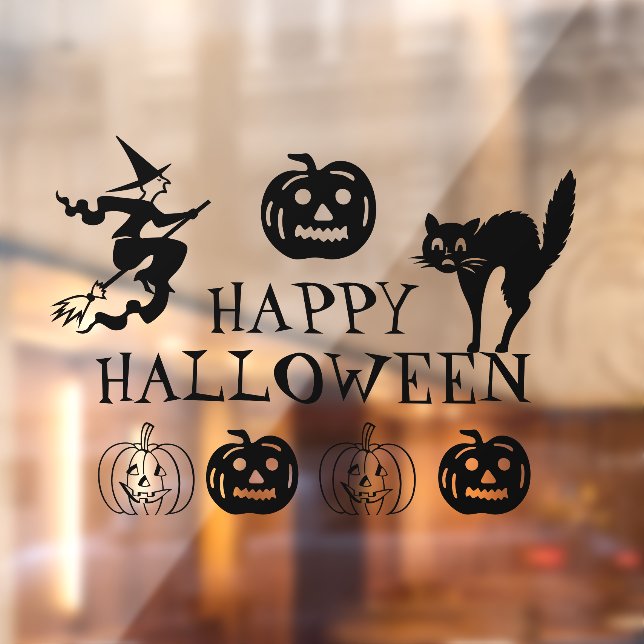 Happy Halloween black cute window decor Window Cling (Sheet 2)