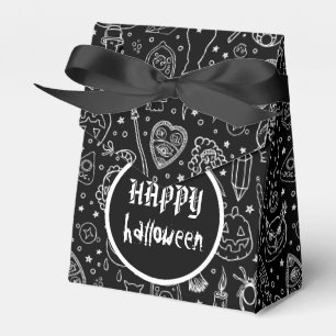 Happy Halloween Black Doodle Pattern Favor Box