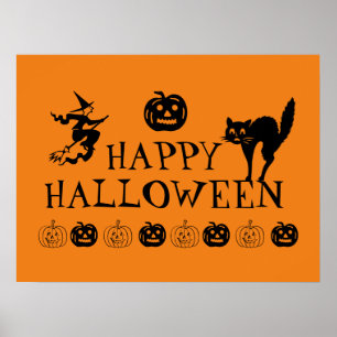 Happy Halloween black & orange spooky decor 