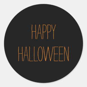 Happy Halloween black orange spooky handwritten Classic Round Sticker