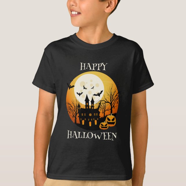 Happy Halloween Black Orange T-Shirt (Front)