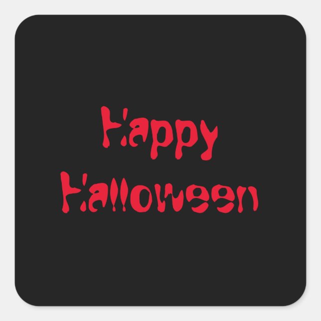 Happy Halloween black red script typography  Square Sticker (Front)