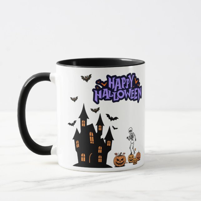 Happy Halloween black & white Mug (Left)