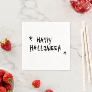 Happy Halloween black white scary typography party Napkin
