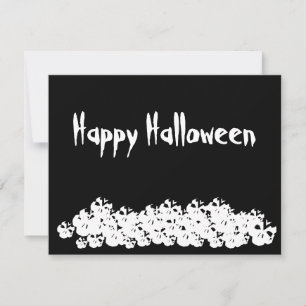 Happy Halloween black white skeletons funny card