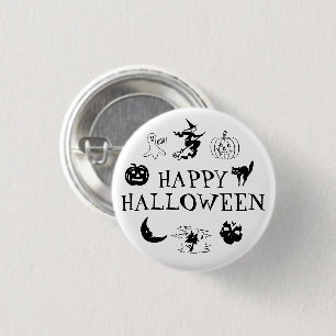 Happy Halloween black white spooky costume 1 Inch Round Button