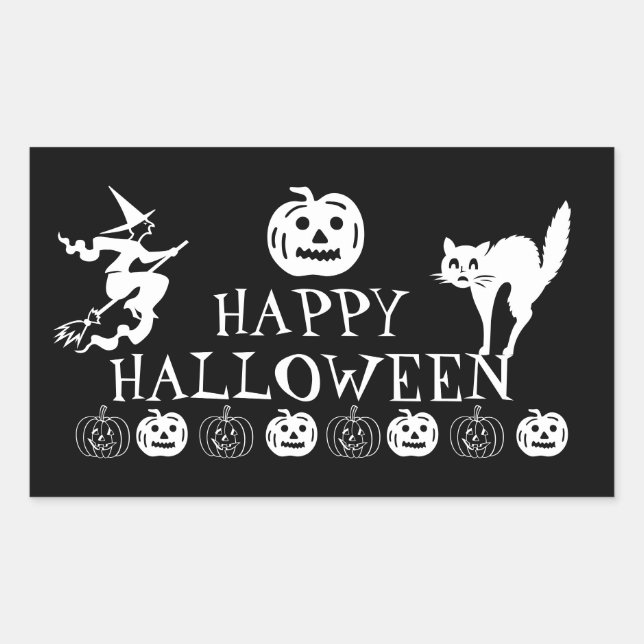 Happy Halloween black white spooky decor Sticker (Front)