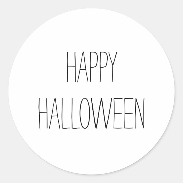 Happy Halloween black & white spooky handwritten Classic Round Sticker (Front)