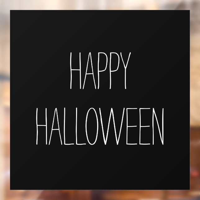 Happy Halloween black white spooky handwritten Window Cling (Sheet 2)