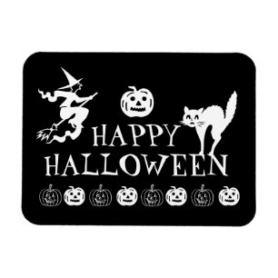 Happy Halloween black white spooky Magnet