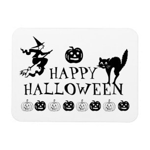 Happy Halloween black white spooky Magnet