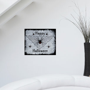 Happy Halloween Black Widow Spider Web Poster