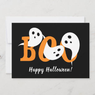Happy Halloween Boo Ghosts Black Holiday Card