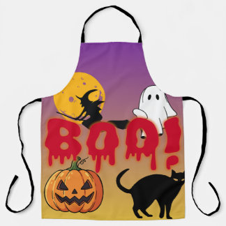 Happy halloween-boo-spooky apron