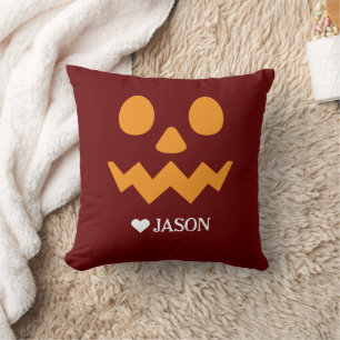 Happy Halloween boo spooky pumpkin Face Throw Pillow