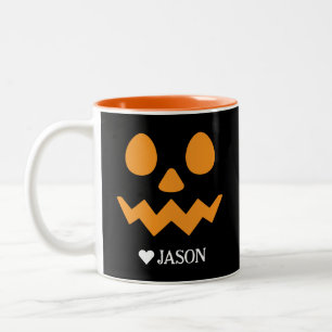 Happy Halloween boo spooky pumpkin Face Two-Tone Coffee Mug