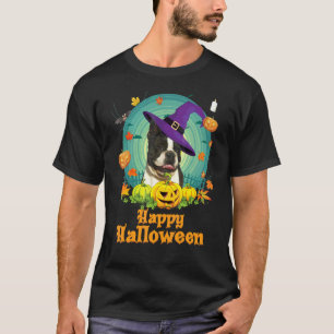 Happy Halloween Boston Terrier Dog Pumpkin Witch G T-Shirt