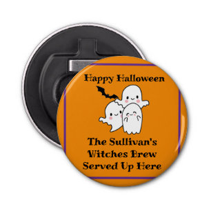 Happy Halloween Brew Ghost Bat Orange Bottle Opener