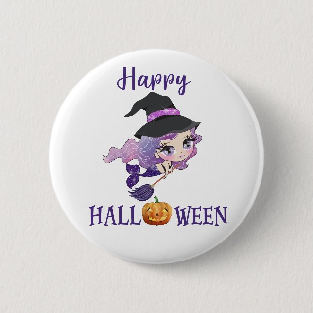 Happy Halloween button Girl Spooky mermaid button (Front)