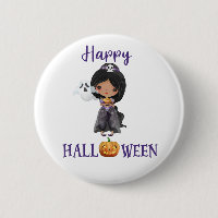Happy Halloween button Girl Spooky princess button