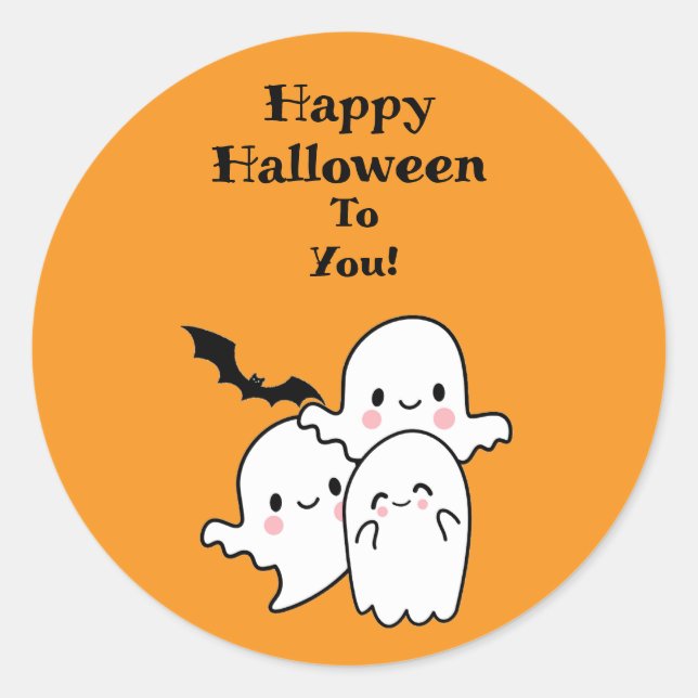Happy Halloween Can Personalize Classic Round Sticker (Front)