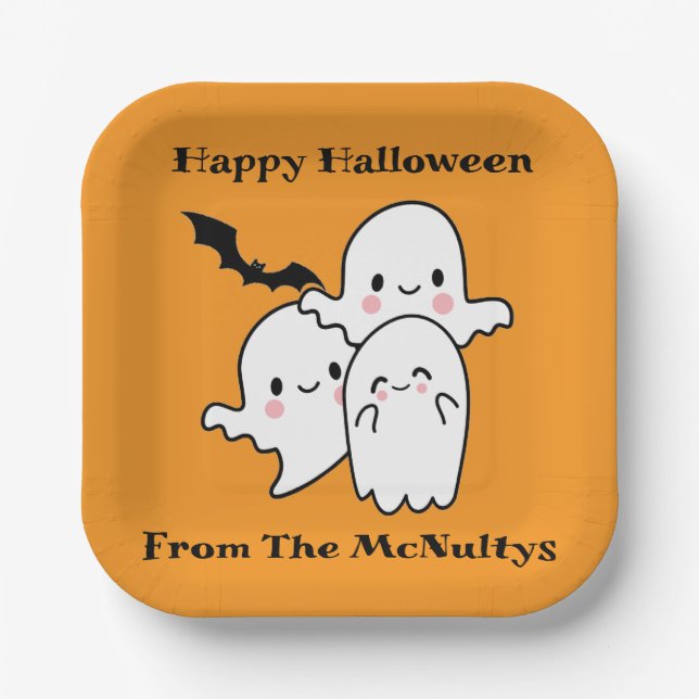 Happy Halloween Can Personalize Paper Plate (Front)