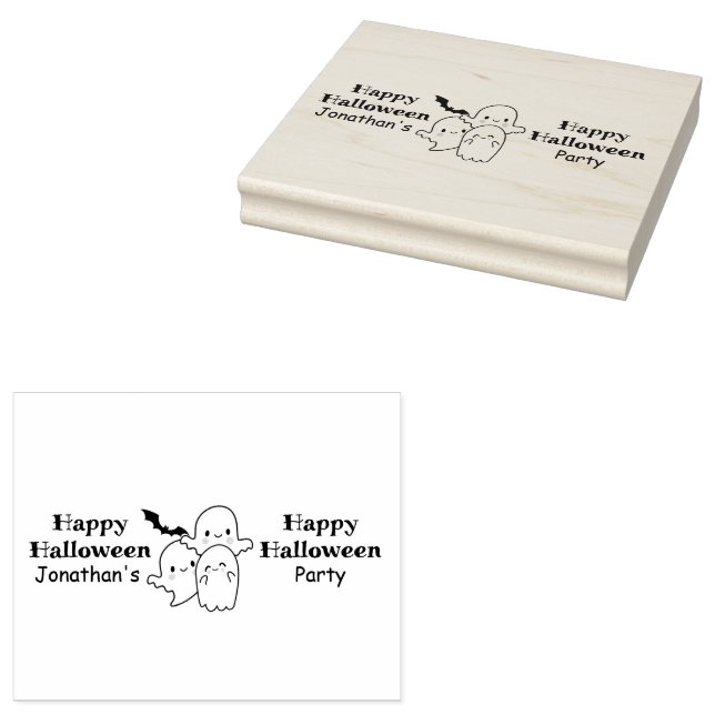 Happy Halloween Can Personalize Rubber Stamp (Stamped)