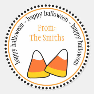 Happy Halloween Candy Corn Dot Circle Labels